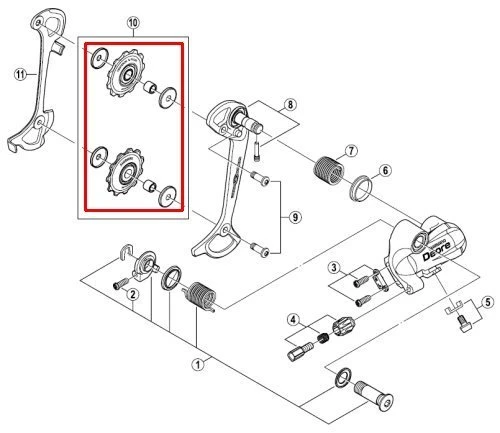 Shimano Leitrollenset Deore Ab 2006 9-fach Y-5VM98070 Ersatz: Y-5XH98120 1 Shimano Leitrollenset Deore Ab 2006 9-fach Y-5VM98070 Ersatz: Y-5XH98120
