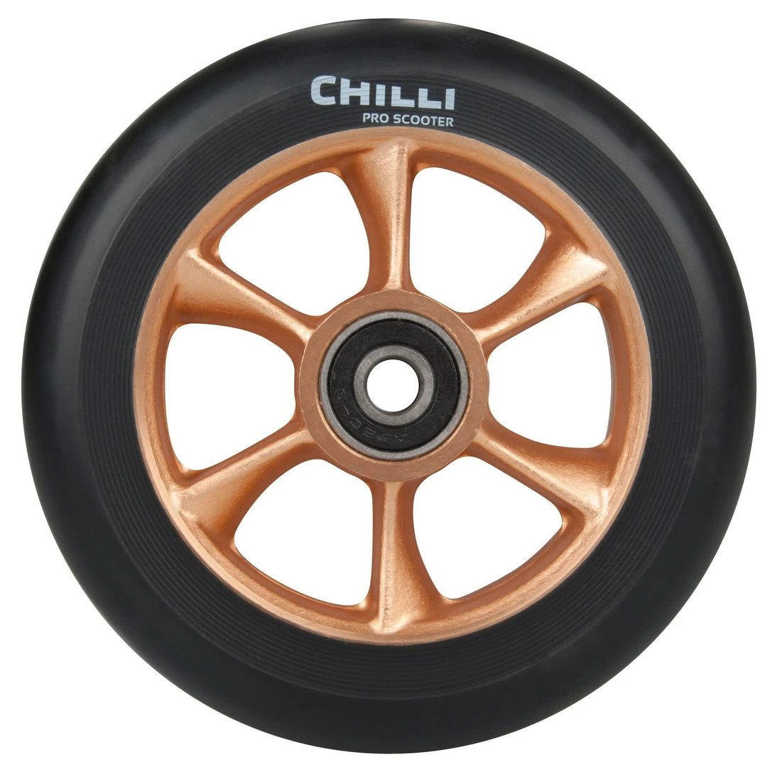 Chilli Pro Scooter Ersatzrolle Wheel Turbo 110mm Black PU / Gold Core 1 Chilli Pro Scooter Ersatzrolle Wheel Turbo 110mm Black PU / Gold Core