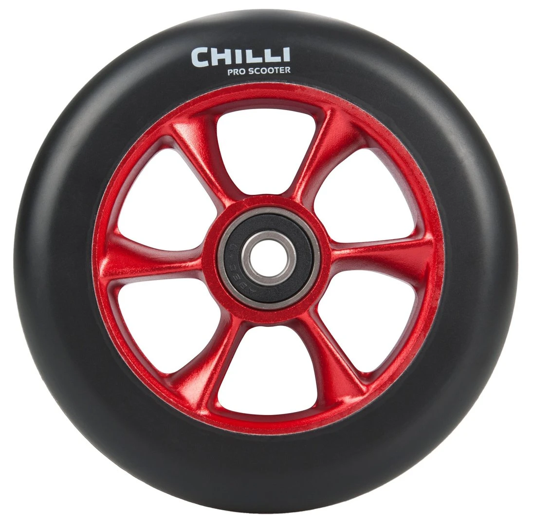 Chilli Pro Scooter Ersatzrolle Wheel Turbo 110mm Black PU / Red Core 1 Chilli Pro Scooter Ersatzrolle Wheel Turbo 110mm Black PU / Red Core
