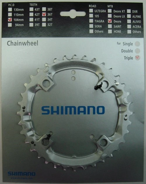 Shimano Deore 2000 4-Arm 36 Zähne T-Type IG Silber Stahl (längere Lebensdauer) Y-1DS98200 1 Shimano Deore 2000 4-Arm 36 Zähne T-Type IG Silber Stahl (längere Lebensdauer) Y-1DS98200