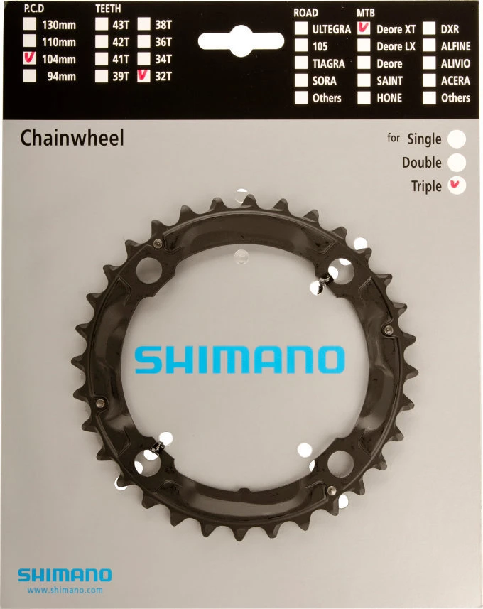 Shimano XT 2004-2007 4-Arm 9-fach 32 Zähne S-Type IG Alu Schwarz Y-1F898020 1 Shimano XT 2004-2007 4-Arm 9-fach 32 Zähne S-Type IG Alu Schwarz Y-1F898020