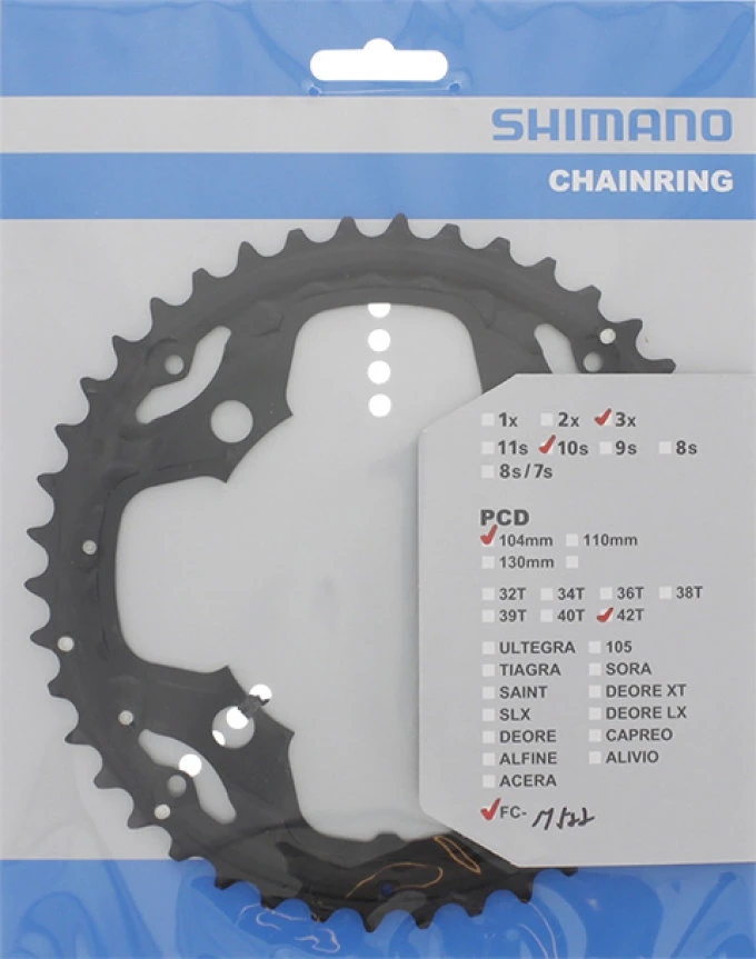 Shimano M-522 4-Arm 10-fach 42 Zähne AE-Type Alu Schwarz Y-1N098070 1 Shimano M-522 4-Arm 10-fach 42 Zähne AE-Type Alu Schwarz Y-1N098070